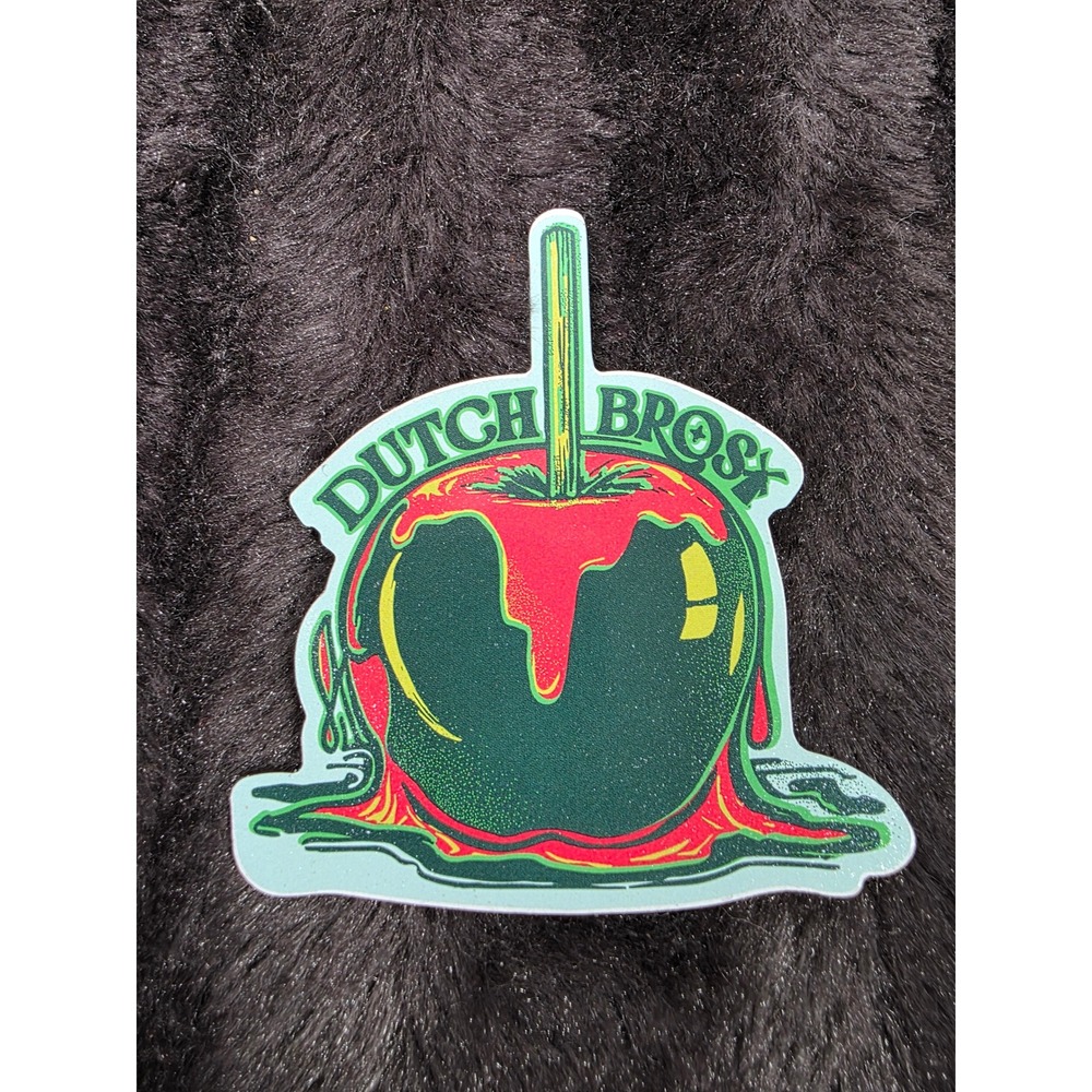 Dutch Bros Coffee Candy Apple Sticker Collectible Green Red Die Cut Sticker